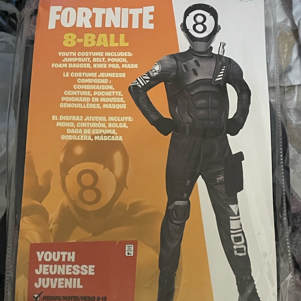 Fortnite 8-Ball Kids Costume - Black and White